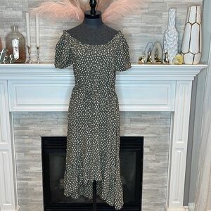 NWT Style & Co Polka Dot Waist Tie Hi Low Dress Size Medium